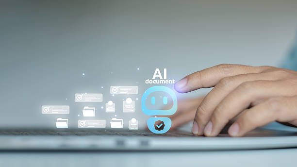 istock Close-up of a hand using an AI document automation interface on a laptop, symbolizing smart file management, artificial intelligence, and paperless digital workflow in modern business. 2227379005