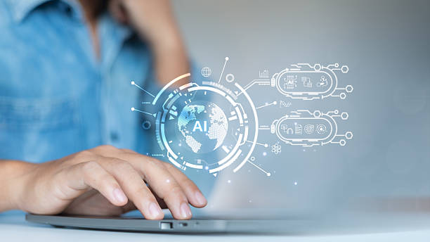 istock Hand typing on a laptop keyboard with a global AI interface and digital icons, representing artificial intelligence, big data, automation, and global connectivity in modern business. 2227381379