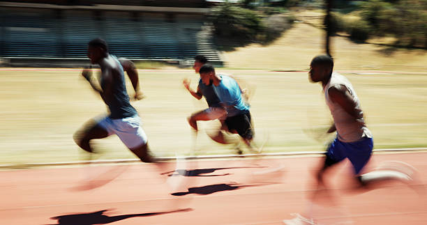 New beginnings concept. white starting line. word start and finish on a running track in a stadium. top view. Business goal and target concept. Start a new chapter concept.
