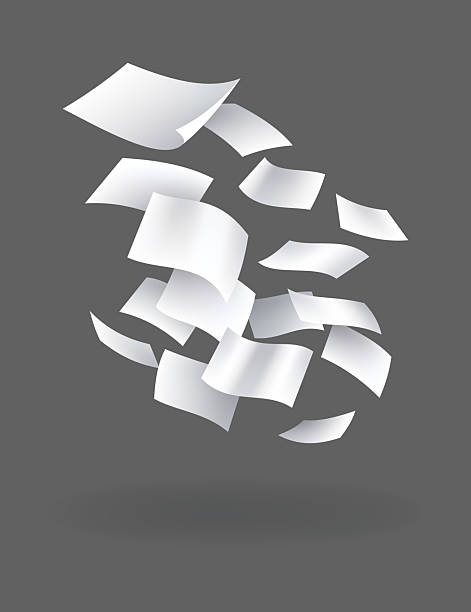 istock Falling paper sheets. Set of flying curved leaves of paper. Vector loose soar of notes with curled edges. Fly scattered notes, empty chaotic paperwork 2227389324
