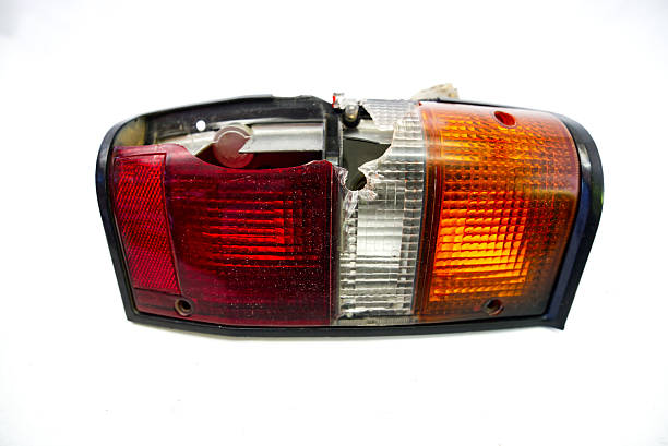 istock Accident with broken pickup truck turn signal and blinker light 2227390940