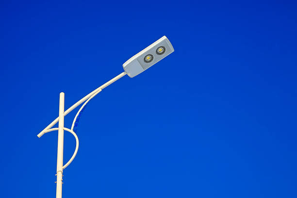 Street lights under the blue sky, closeup of photo