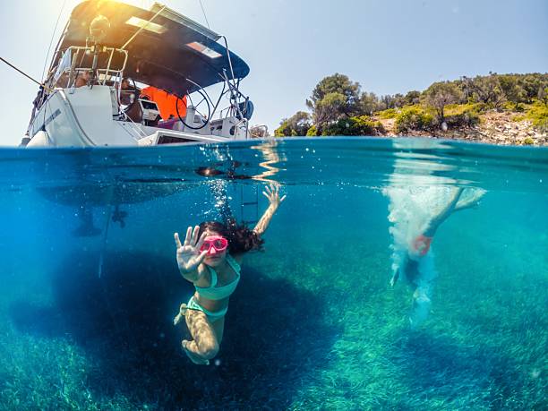 istock Cute kid posing underwater in the sea. 2227397672