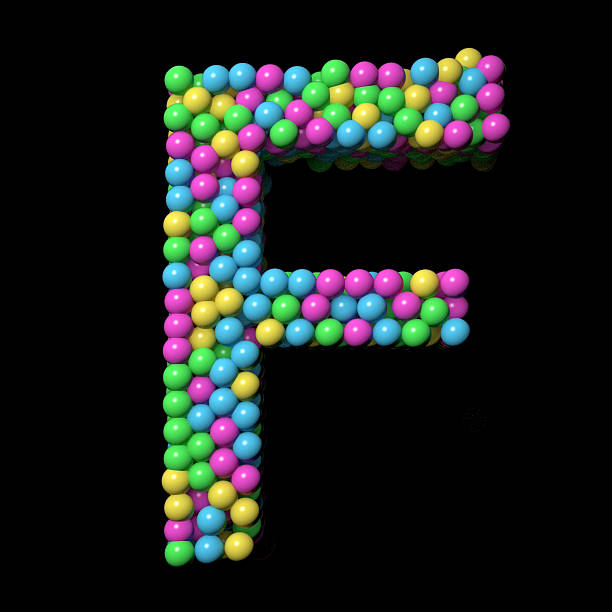 Coloured balls fall to form a letter F. / You can see the animation movie of this image from my iStock video portfolio. Video number: 2227400136
