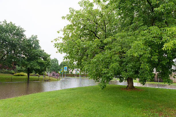 istock Flooding city after heavy rain, large puddles 2227405921