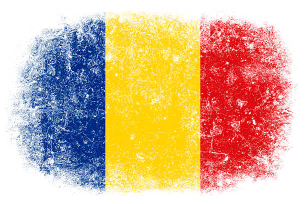 Flag of Romania or Chad on white background.