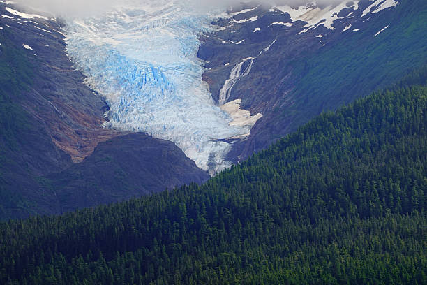 Detail of mountain glacier in Alaska or the Alaskan Wilderness displaying rugged nature