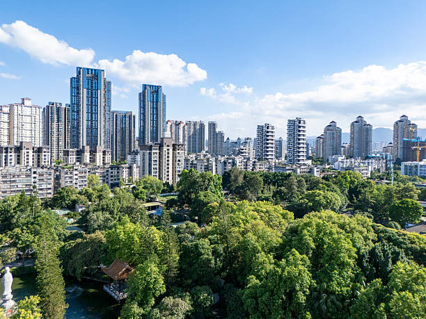 istock Urban Park View with Modern Skyscrapers 2227410503