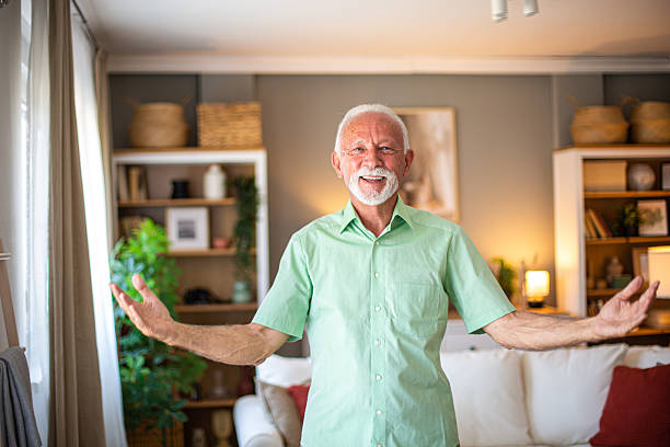 istock Happy senior man enjoying life at home 2227412874