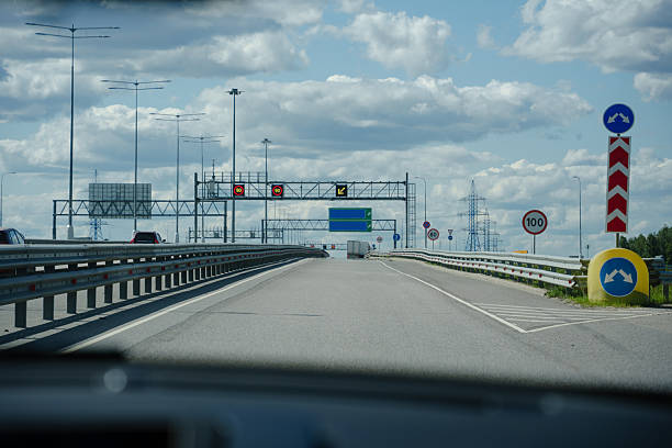 istock Driving car inside view on highway road at daytime 2227417970