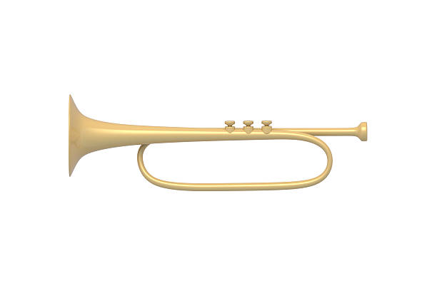 istock Bugle isolated on white background. Mediaeval trumpet. Musical instrument. 3d render 2227418438