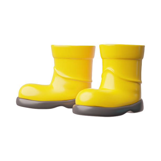 istock 3D vector illustration of a pair of yellow rubber boots. 2227427630