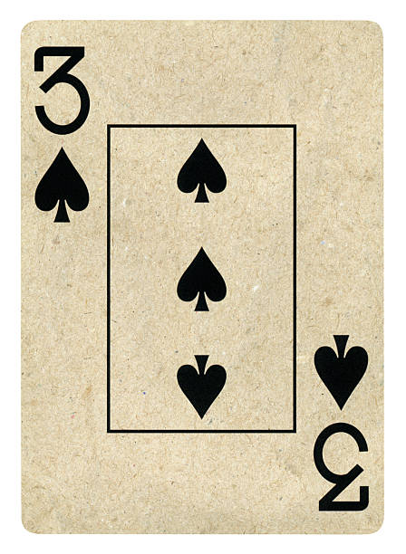 Three Of Spades recycled playing card - Isolated (clipping path included)