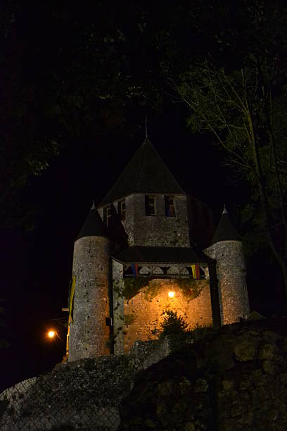 France, Provins, June 11, 2016: Caesar Tower or keep, located in Provins in Seine-et-Marne, night photo