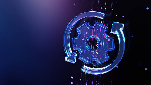 istock Digital Gear Icon Depicting Process Management in a Futuristic Design Concept 2227435525