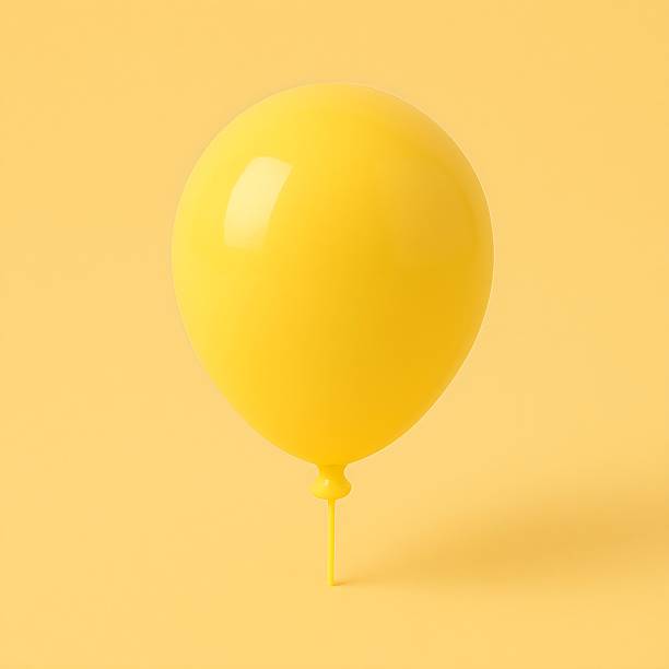 istock 3D Glossy Candy Like Icon - Minimal Yellow Balloon on Solid Background 2227435834