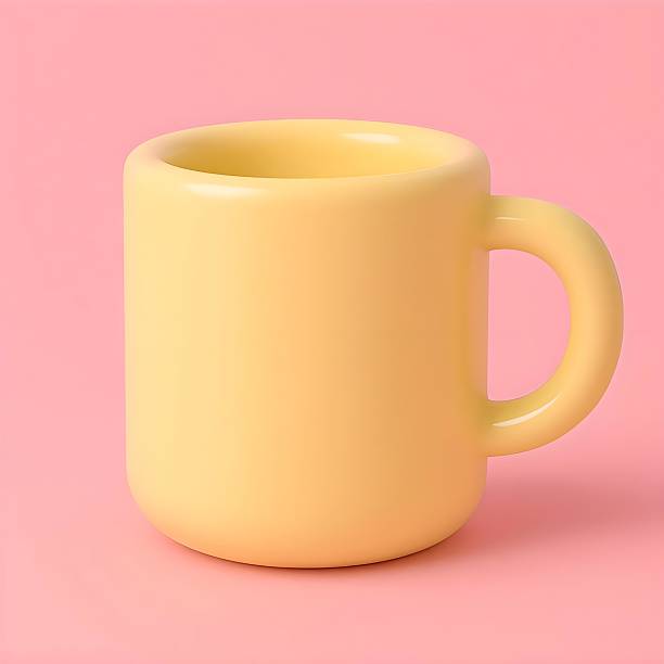 istock 3D Glossy Candy Like Icon - Minimal Yellow Coffee Mug on Pink Background 2227435841