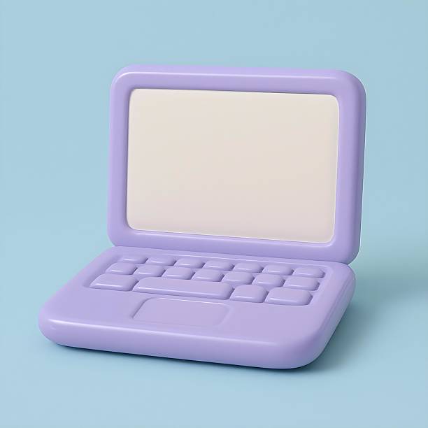 istock 3D Glossy Candy Like Icon - Laptop Icon on Blue Background 2227435850