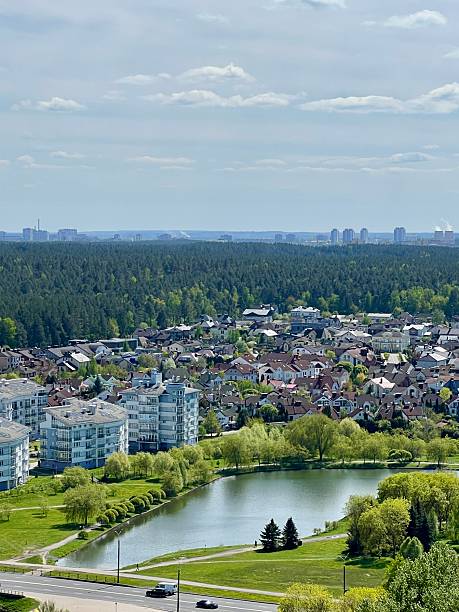 istock Aerial view on Minsk residential area 2227437010