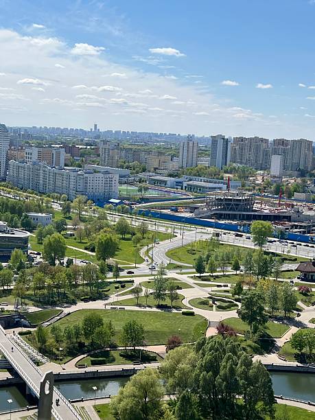 istock Aerial view on Minsk residential area 2227437017