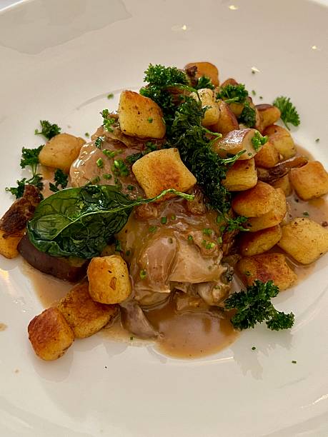 Pan-seared potato gnocchi with a creamy mushroom sauce