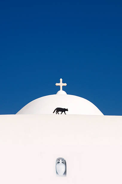 Greece Santorini    small orthodox church Cyclades islands, Aegean sea.