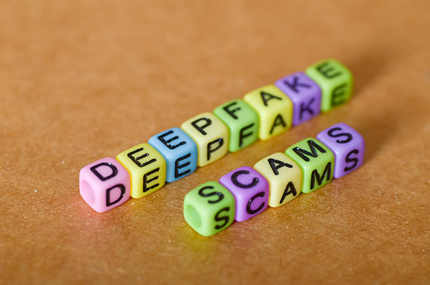 istock Internet Security Warning: Deepfake and Scam Spelled Out in Toy Letter Beads on White Background 2227446851