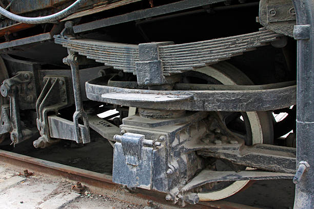 Steam locomotive mechanical components, closeup of photo