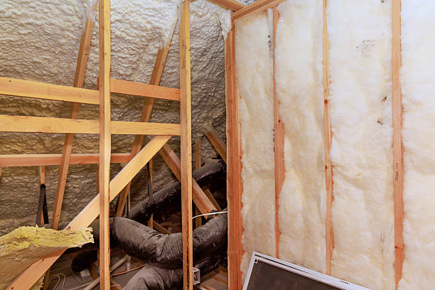 istock Construction of attic space featuring insulation, wooden framing, ventilation ducting in home renovation project 2227454884