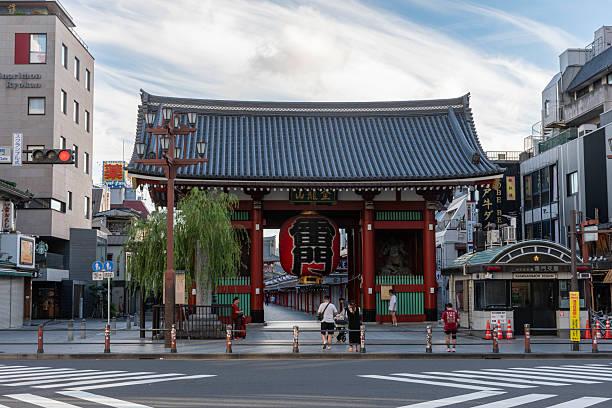 Tokyo, Japan - July 19, 2025: Sensō-ji also known as Asakusa Kannon is an ancient Buddhist temple in Asakusa, Tokyo, Japan. It is Tokyo's oldest-established temple, and one of its most significant. It is dedicated to Kannon, the bodhisattva of compassion. Structures in the temple complex include the main hall, a five-story pagoda and large gates.