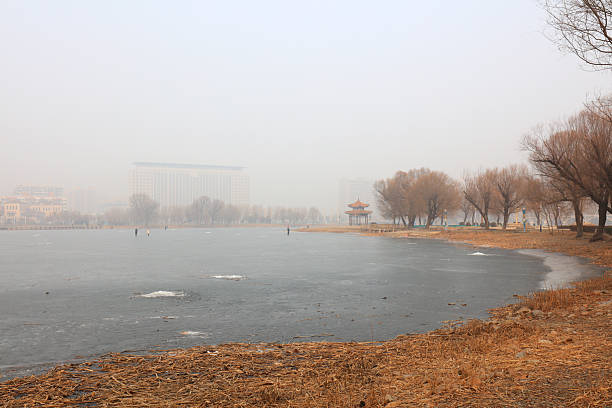Winter scenery of water park