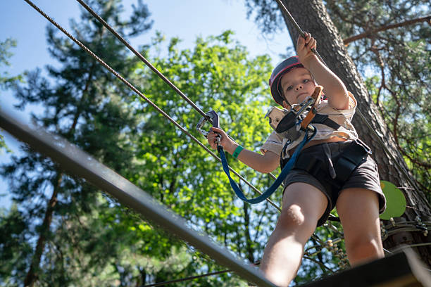 istock Child Engaging in a Obstacle Course Adventure in a Forest Setting 2227461691