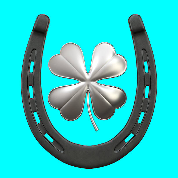 symbol of good luck featuring a classic horseshoe and four-leaf clover