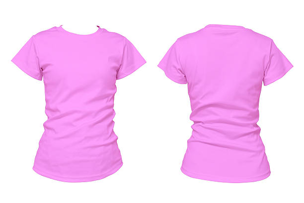 istock Plain pink t-shirt front and back isolated on white background, blank apparel mockup for fashion design 2227470524