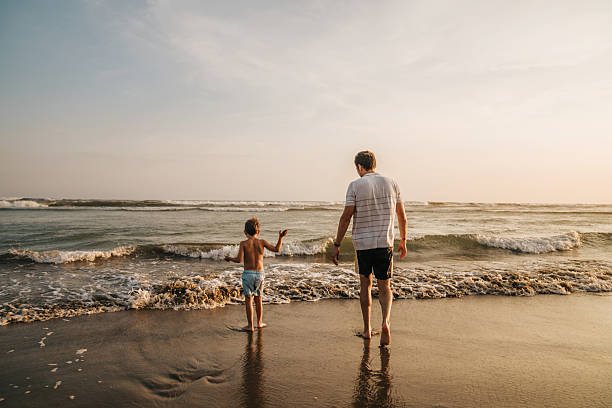Father and son at the  beach