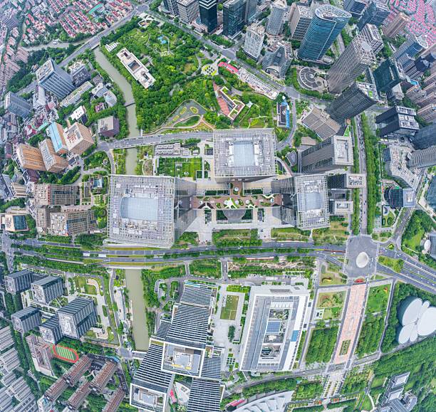 Shanghai, China - 20th June 2025 - Aerial view of building of Shanghai Financial Exchange Plaza