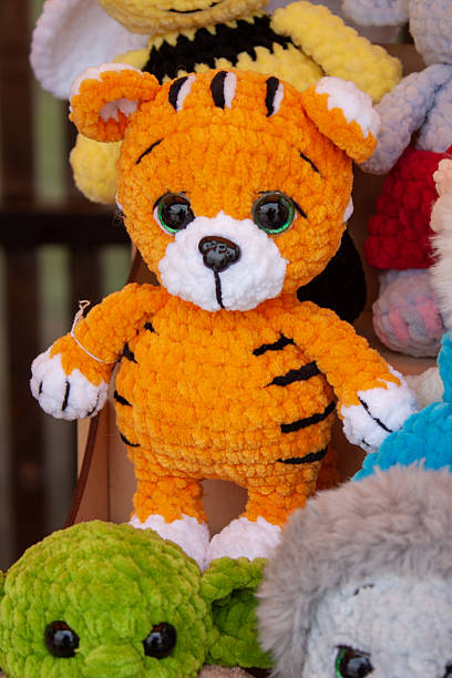 istock New soft knitted toys, hand made from yarn. 2227482124