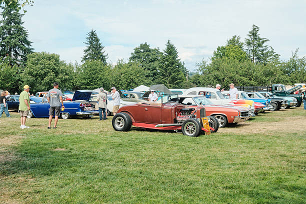 Auburn WA USA, July 4th, 2025 - Retro Car Show Weekend in the Park