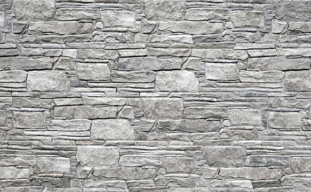 istock Gray stoneware paneling wall with stone effect. Retro style decor 2227487151