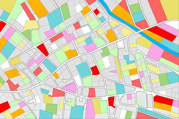 COLORFUL ABSTRACT CITY CADASTRAL MAP WITH ZONING BLOCKS -Conceptual urban planning and property development illustration for real estate, architecture, and geographic design themes COLORFUL ABSTRACT CITY CADASTRAL MAP WITH ZONING BLOCKS -Conceptual urban planning and property development illustration for real estate, architecture, and geographic design themes planning zoning stock illustrations