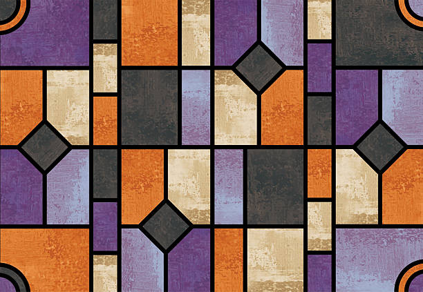 Halloween color stained glass pattern watercolor
