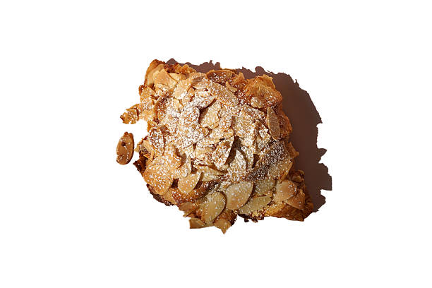 Close up Almond croissant on white table