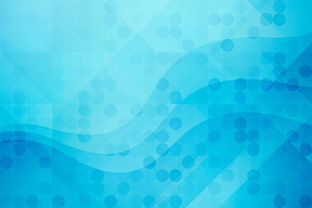 Abstract blue background features flowing curved lines and scattered circular elements in varying shades from light aqua to deep blue. The design symbolizes innovation, fluidity, and forward movement, making it ideal for modern digital communications and professional branding.