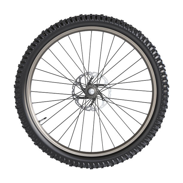 istock Mountain bike wheel rotating on white background 2227500333