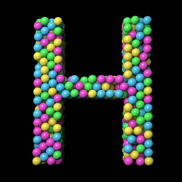 Coloured balls fall to form a letter H. / You can see the animation movie of this image from my iStock video portfolio. Video number: 2227505430