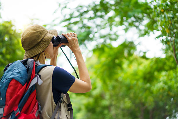 istock Woman using binoculars to observe birds in wild nature. Birdwatching activity. 2227505792