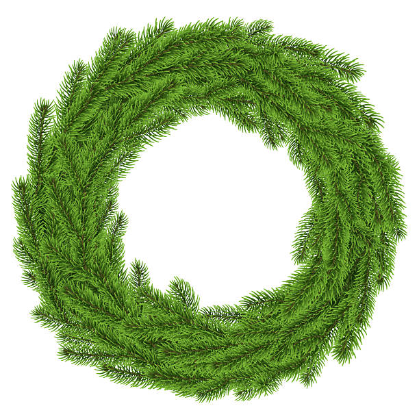 istock Christmas wreath, fir tree branch chaplet isolated, holiday frame 2227510205