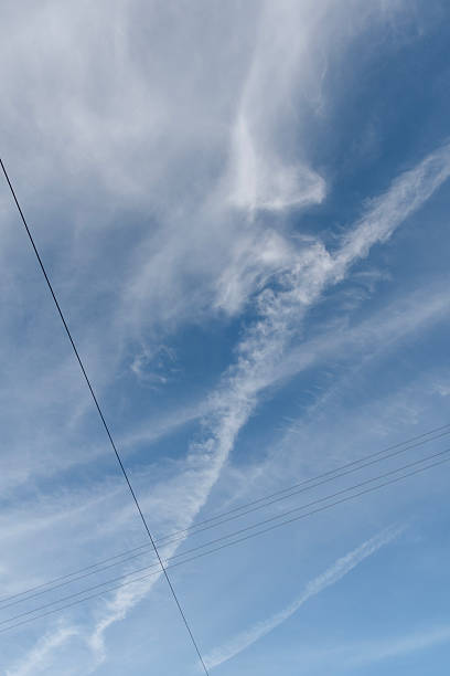 istock The sky is dotted with condensation trails from airplanes. 2227522798
