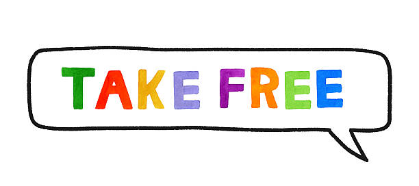 istock Colorful handwritten letters and speech bubbles saying “TAKE FREE.” 2227524008