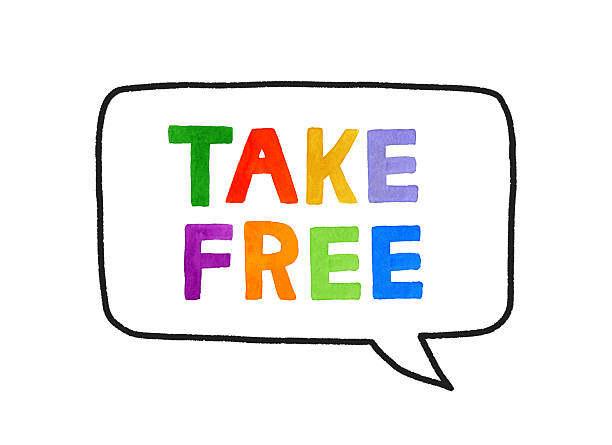 istock Colorful handwritten letters and speech bubbles saying “TAKE FREE.” 2227524127